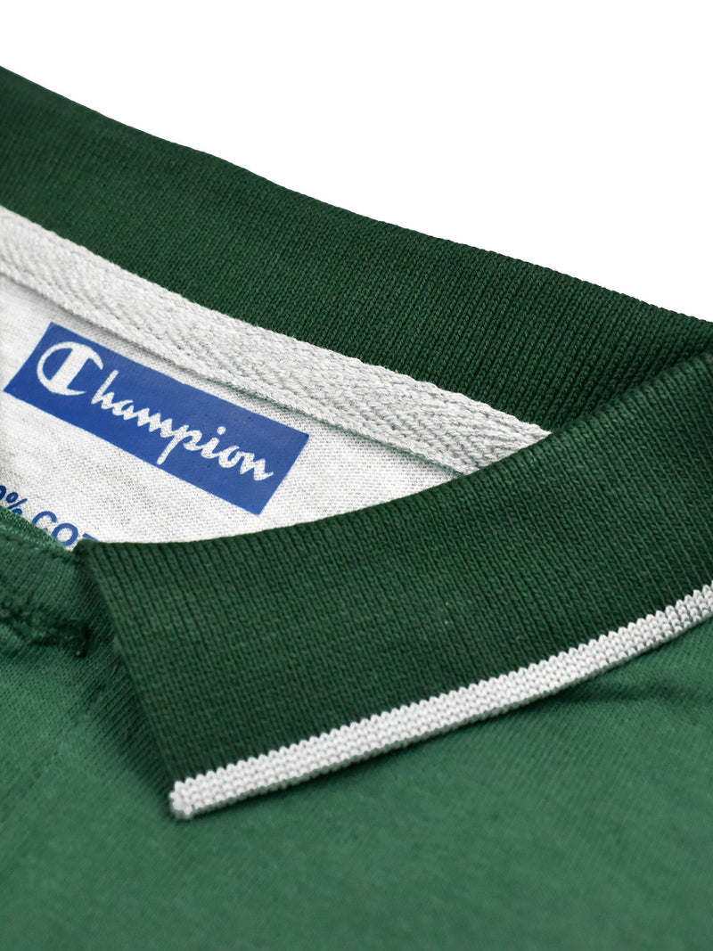 Champion Single Jersey Polo Shirt For Kids-Dark Green with Red & Grey Melange Panels-BE14433