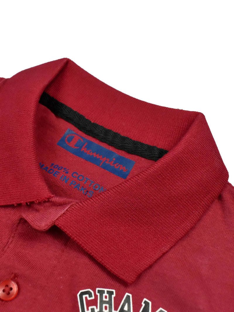 Champion Single Jersey Polo Shirt For Kids-Dark Red with Black Panels-BE14416