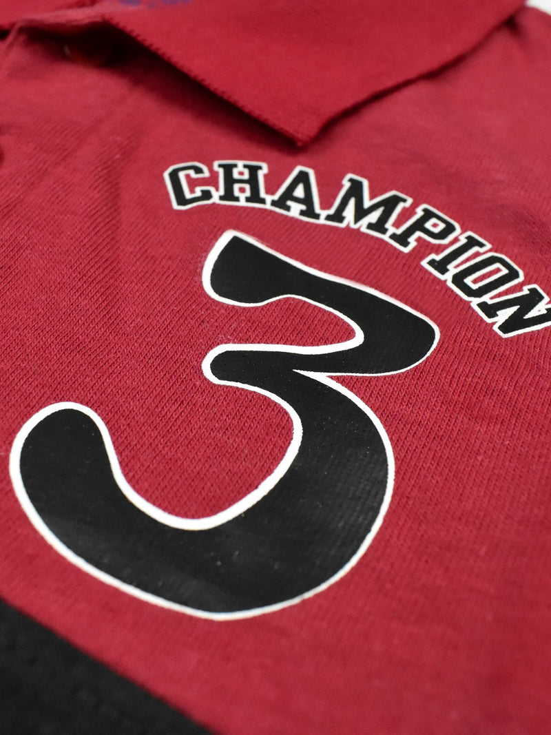 Champion Single Jersey Polo Shirt For Kids-Dark Red with Black Panels-BE14416