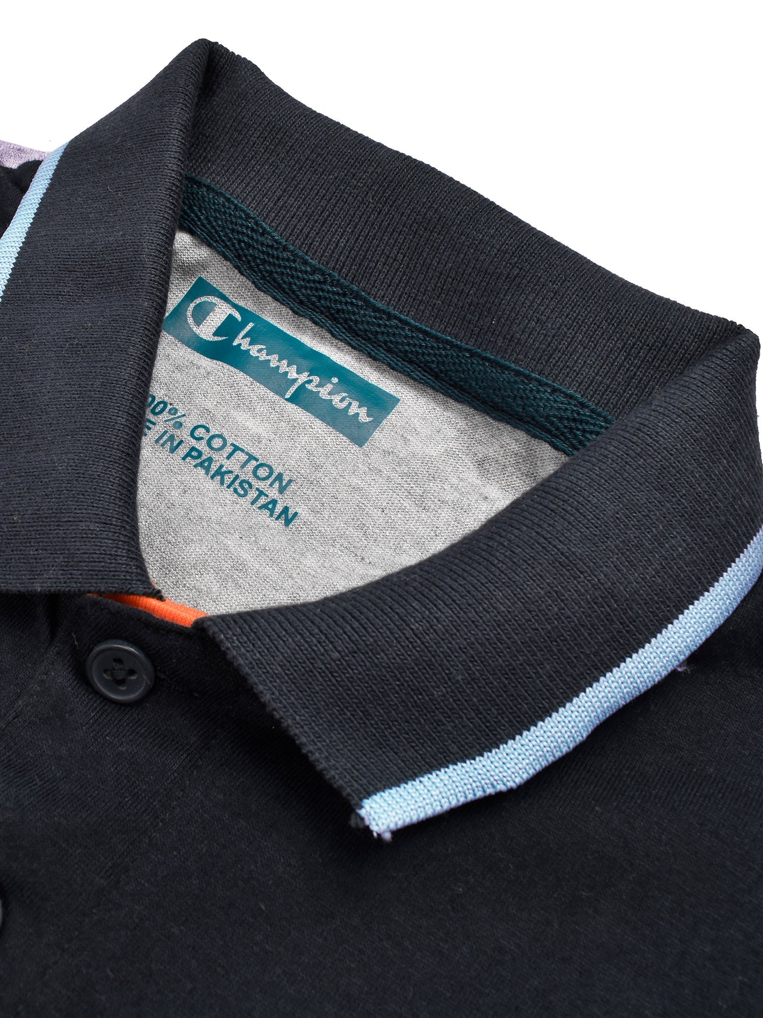 Champion Single Jersey Polo Shirt For Kids-Grey Melange with Yellow & Navy Panels-RT2424