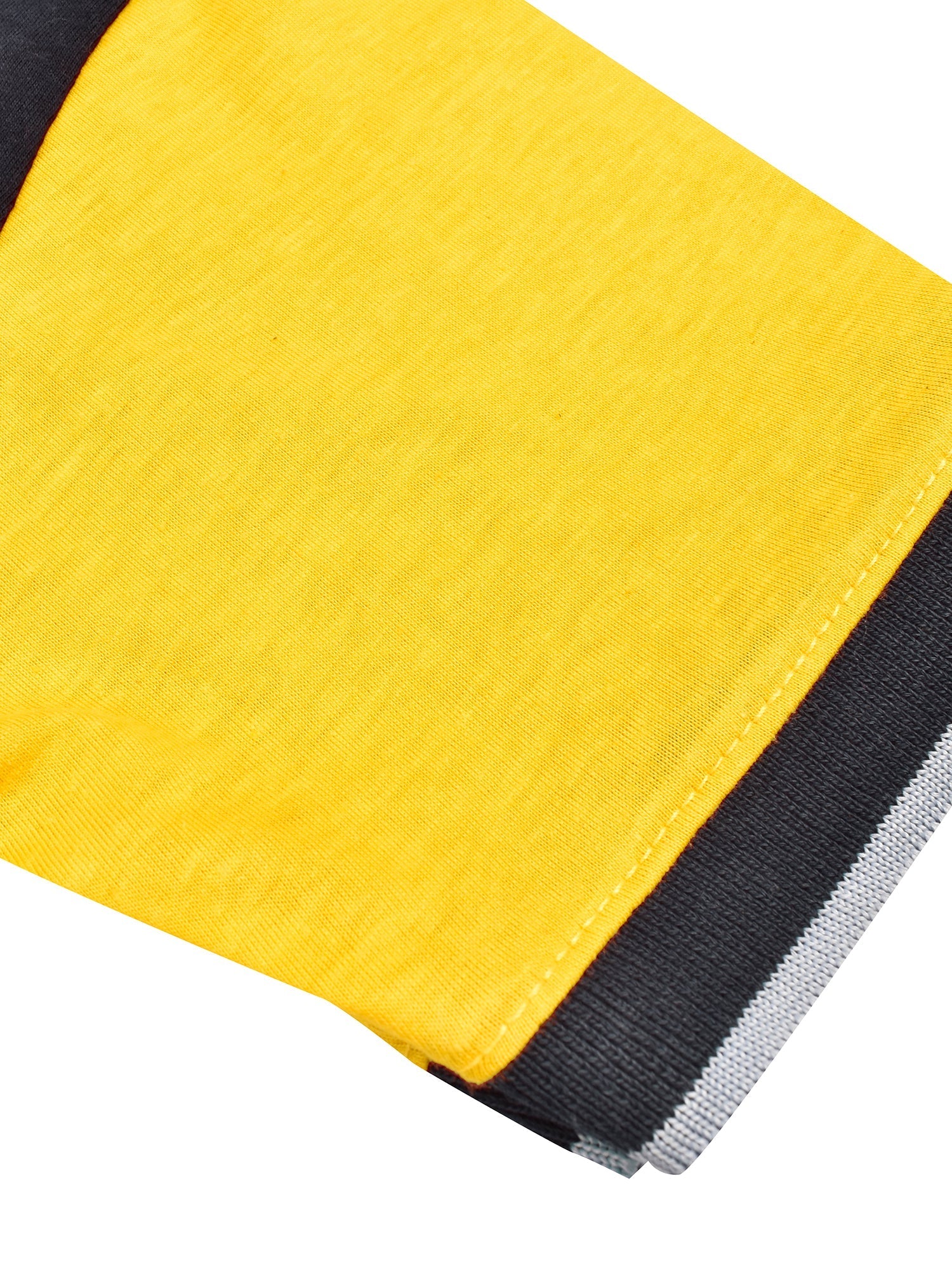 Champion Single Jersey Polo Shirt For Kids-Grey Melange with Yellow & Navy Panels-RT2424