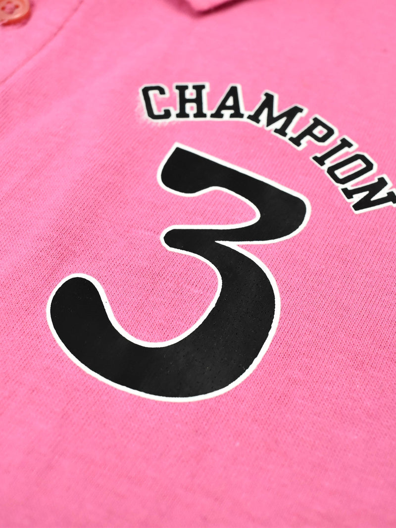 Champion Single Jersey Polo Shirt For Kids-Magenta with Cyan & Black-RT2405