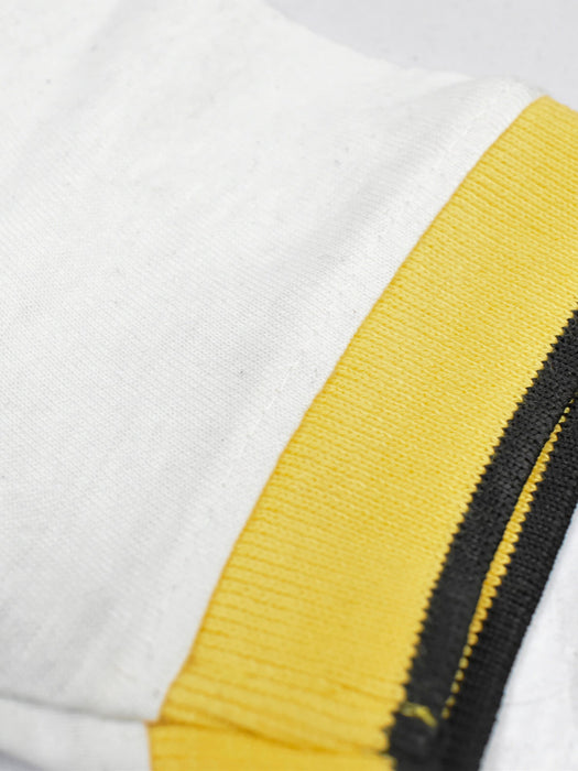 Champion Single Jersey Polo Shirt For Kids-Smoke White with Yellow & Black Panels-BE14434