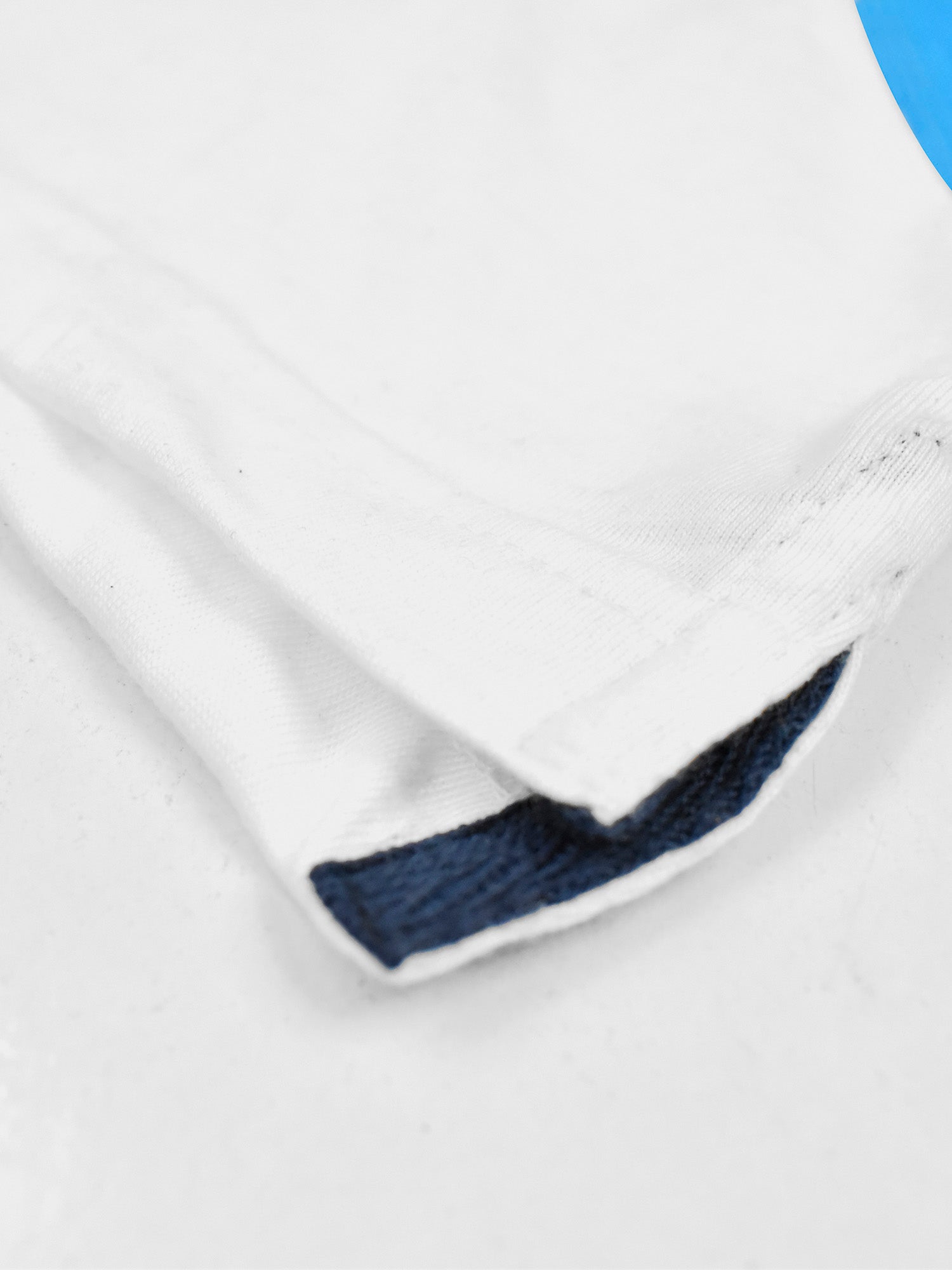 Champion Single Jersey Polo Shirt For Kids-White with Blue & Navy Panels-RT2409