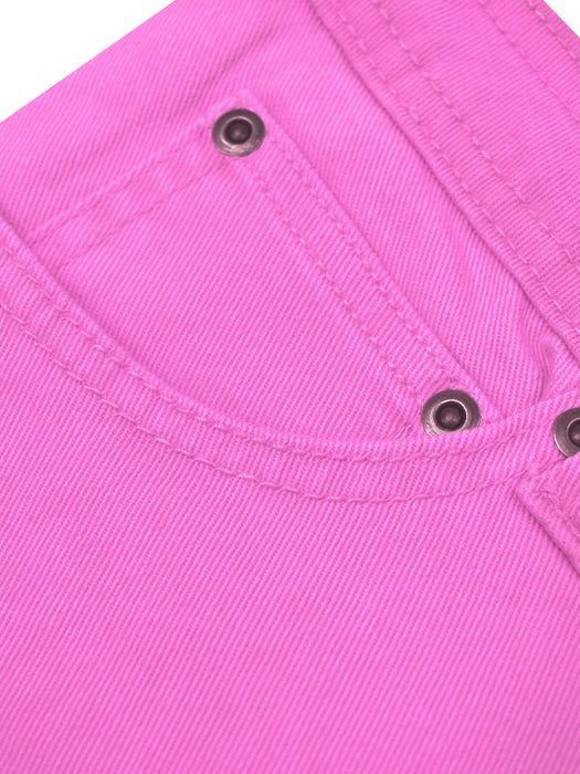 Metro Style Slouchy Fit Cotton Denim For Ladies-Magenta-CSD09