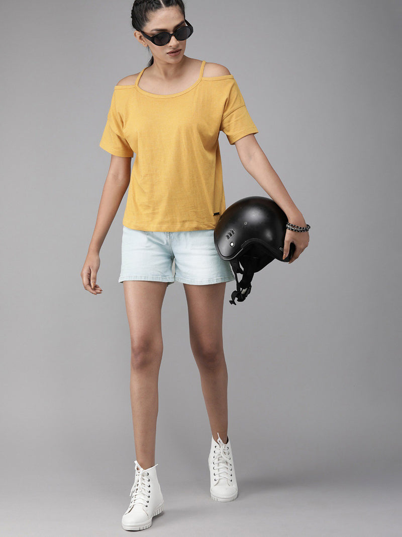 Camaieu Denim Short For Ladies-Light Blue Faded-CSD118