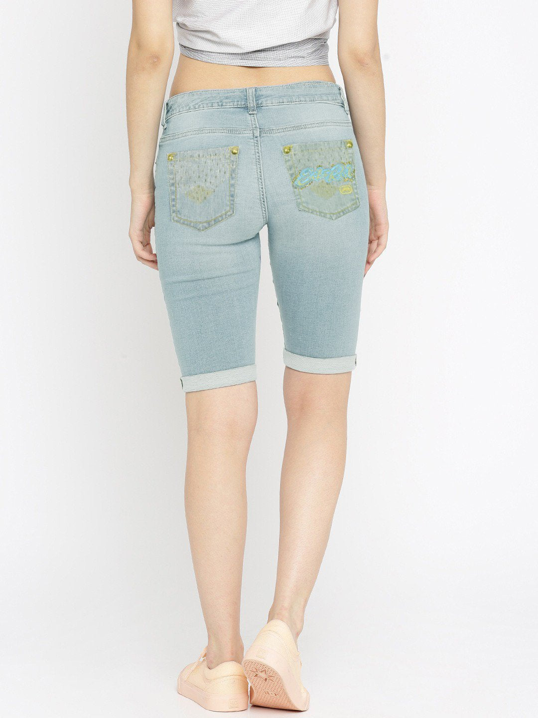 Ecko Red Denim Short For Ladies-Sky Blue-F296