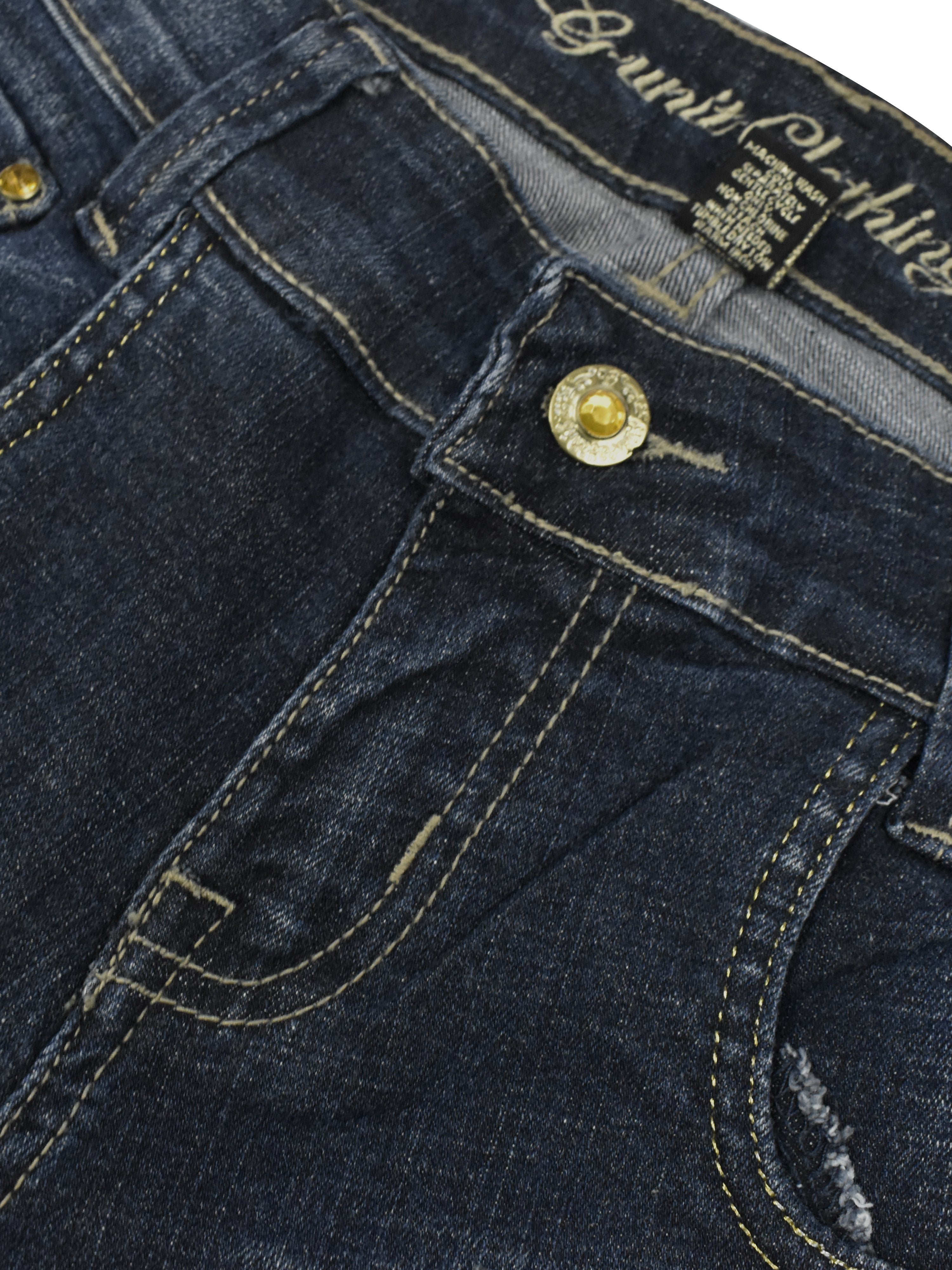 G.Unit Denim Short For Ladies-Dark Navy Faded-F237