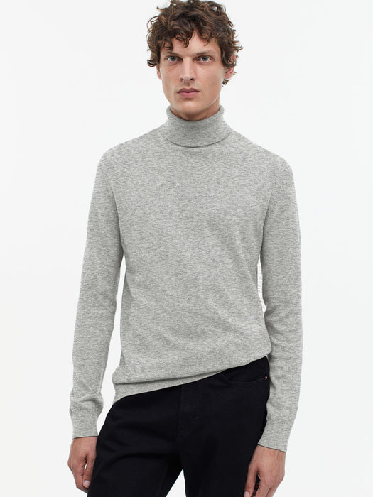 Full Fashion Wool Turtleneck Sweatshirt For Men-Grey Melange-RT2264