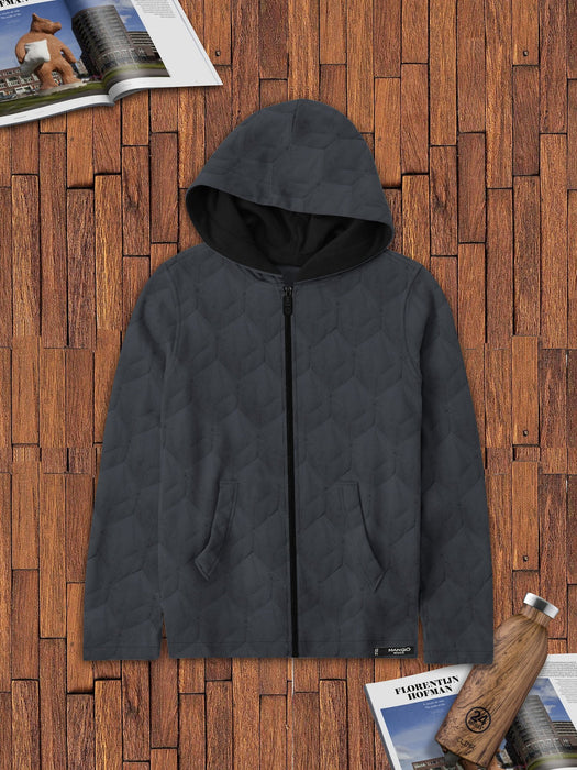 Mango Quilted Zipper Hoodie For Kids-Dark Slate Grey-BE15414