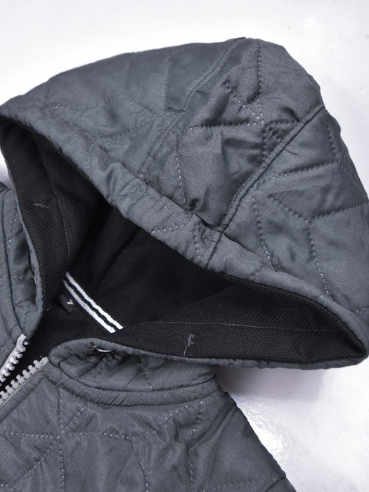 Mango Quilted Zipper Hoodie For Kids-Dark Slate Grey-BE15414
