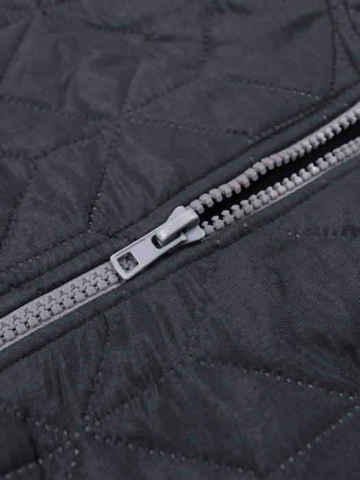 Mango Quilted Zipper Hoodie For Kids-Dark Slate Grey-BE15414