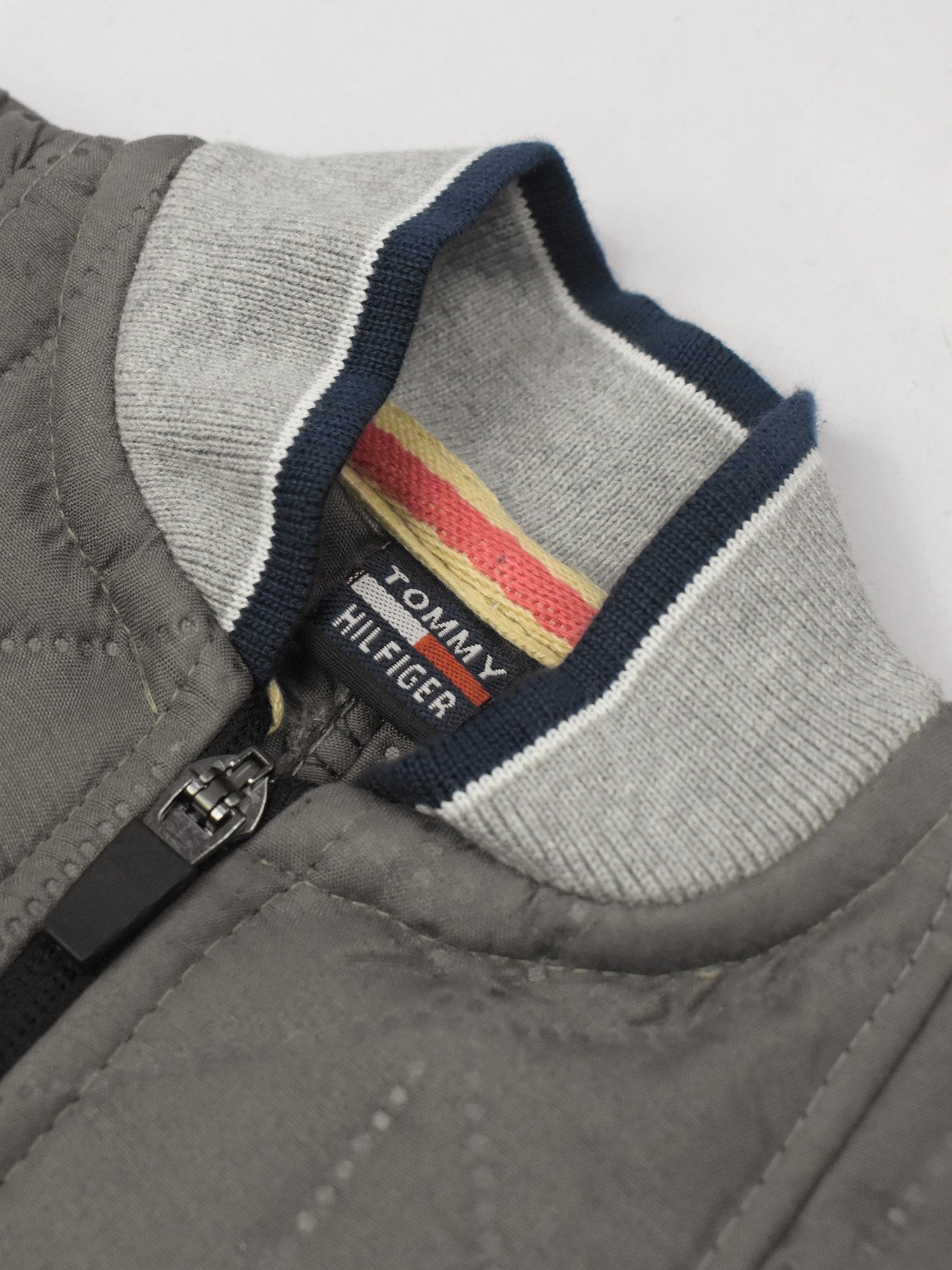 TH Quilted Zipper Baseball Jacket For Kids-Dark Grey-BE15225