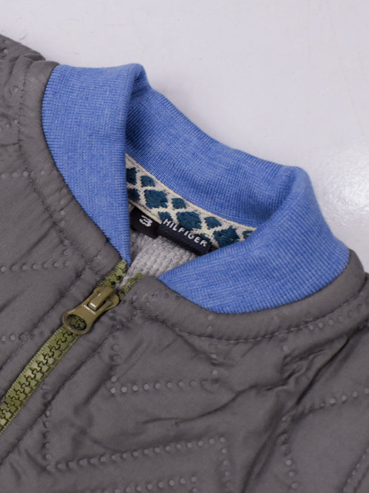 TH Quilted Zipper Baseball Jacket For Kids-Slate Grey & Blue-BE15244