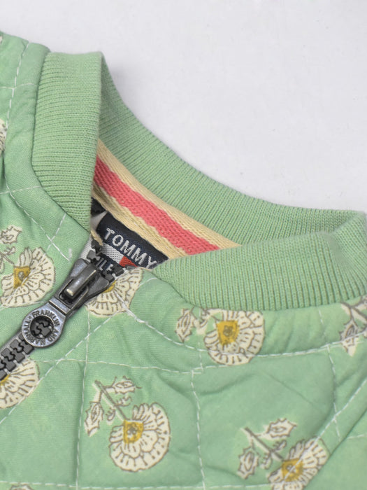 TH Quilted Zipper Baseball Jacket For Kids-Allover Green Print-BE15226