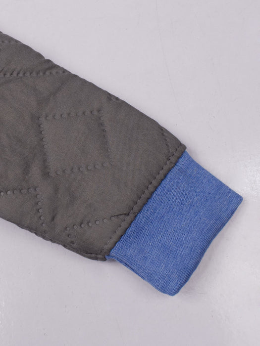 TH Quilted Zipper Baseball Jacket For Kids-Slate Grey & Blue-BE15244