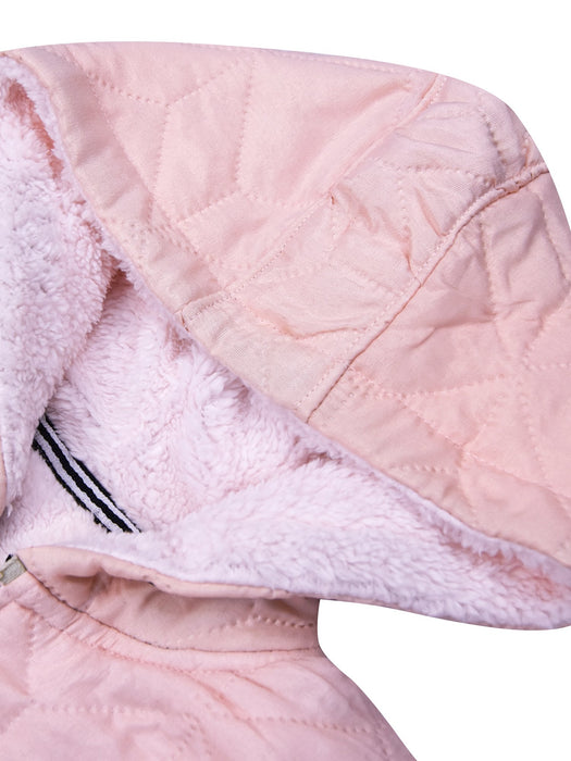 Mango Quilted Inner Fur Zipper Hoodie For Kids-Light Pink-BE15485