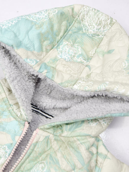 Mango Quilted Inner Fur Zipper Hoodie For Kids-Allover Floral Print-BE15475