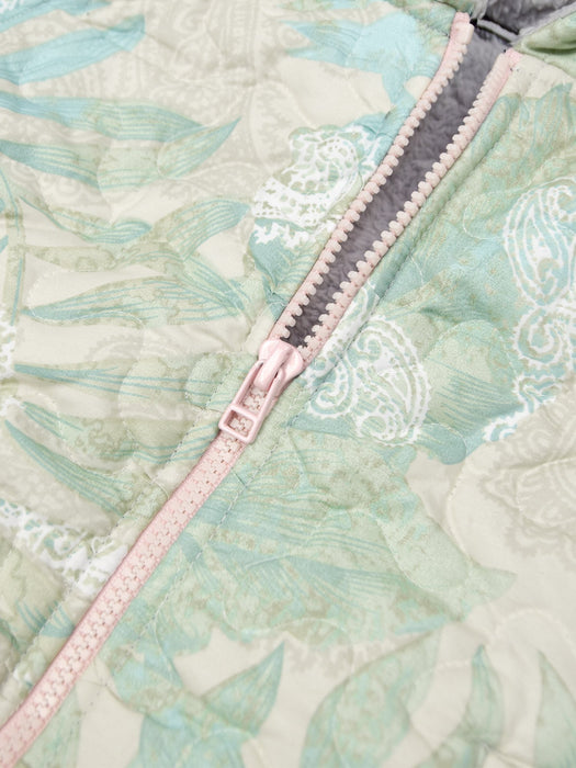 Mango Quilted Inner Fur Zipper Hoodie For Kids-Allover Floral Print-BE15475