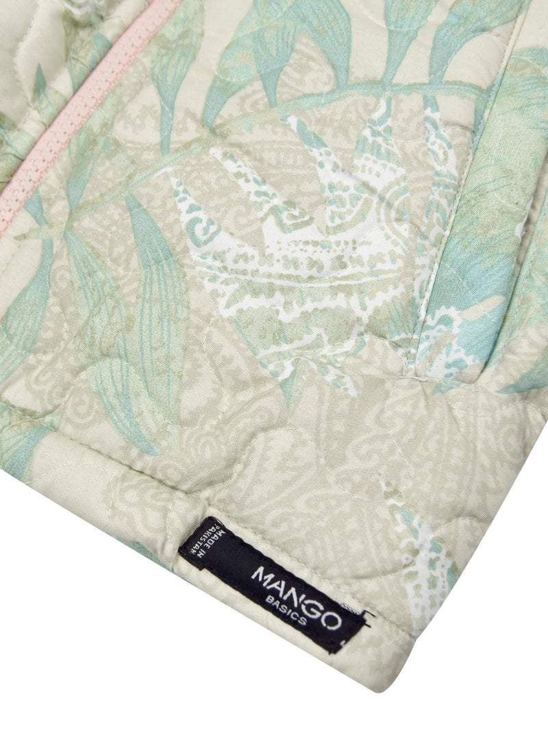 Mango Quilted Inner Fur Zipper Hoodie For Kids-Allover Floral Print-BE15475