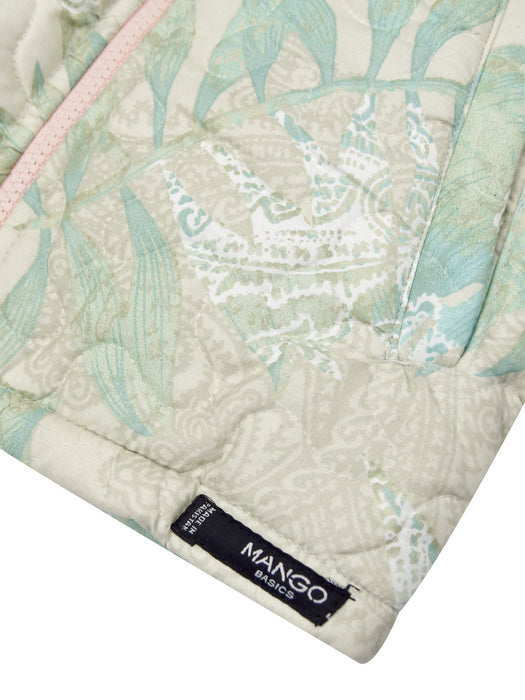 Mango Quilted Inner Fur Zipper Hoodie For Kids-Allover Floral Print-BE15475