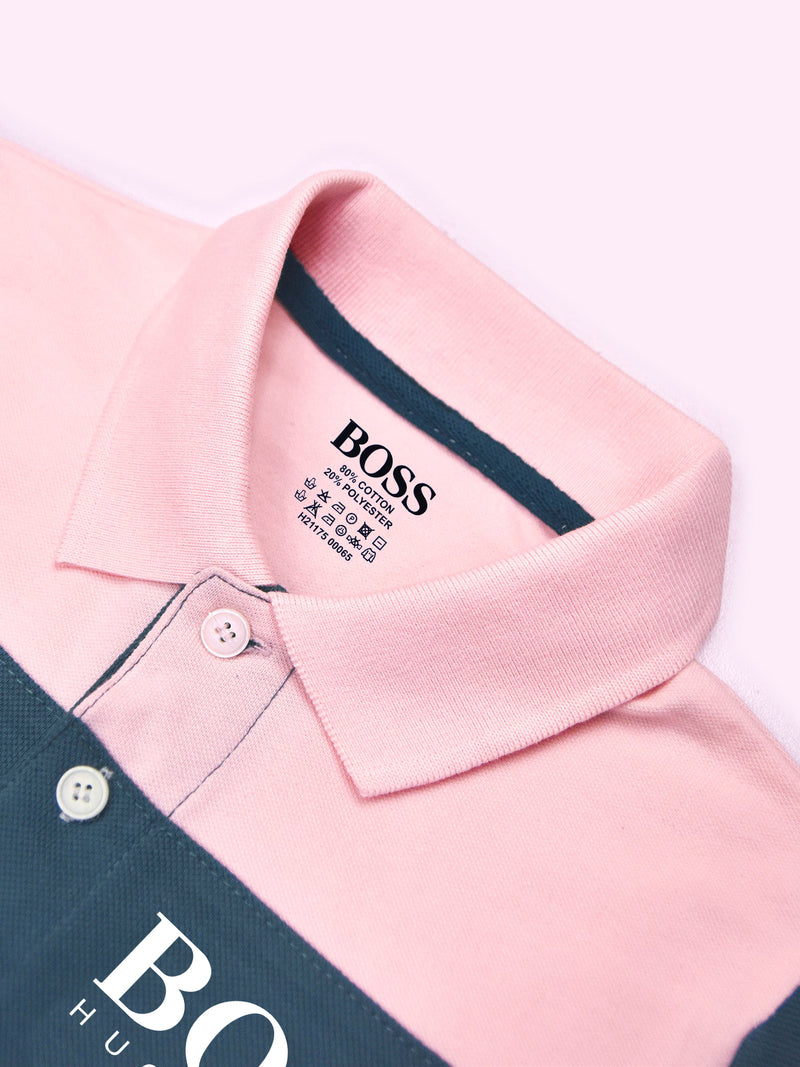 HB Summer P.Q Polo Shirt For Kids-Light Pink with Dark Zinc-RT277
