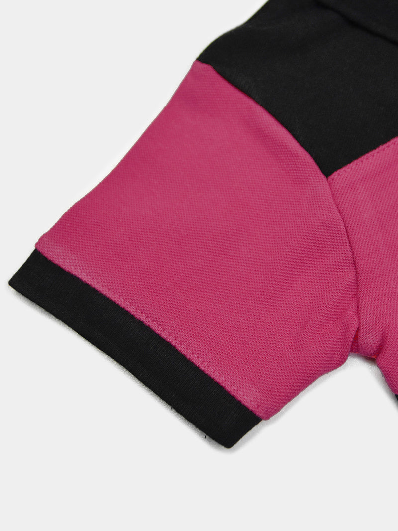 HB Summer P.Q Polo Shirt For Kids-Black with Dark Pink-RT269