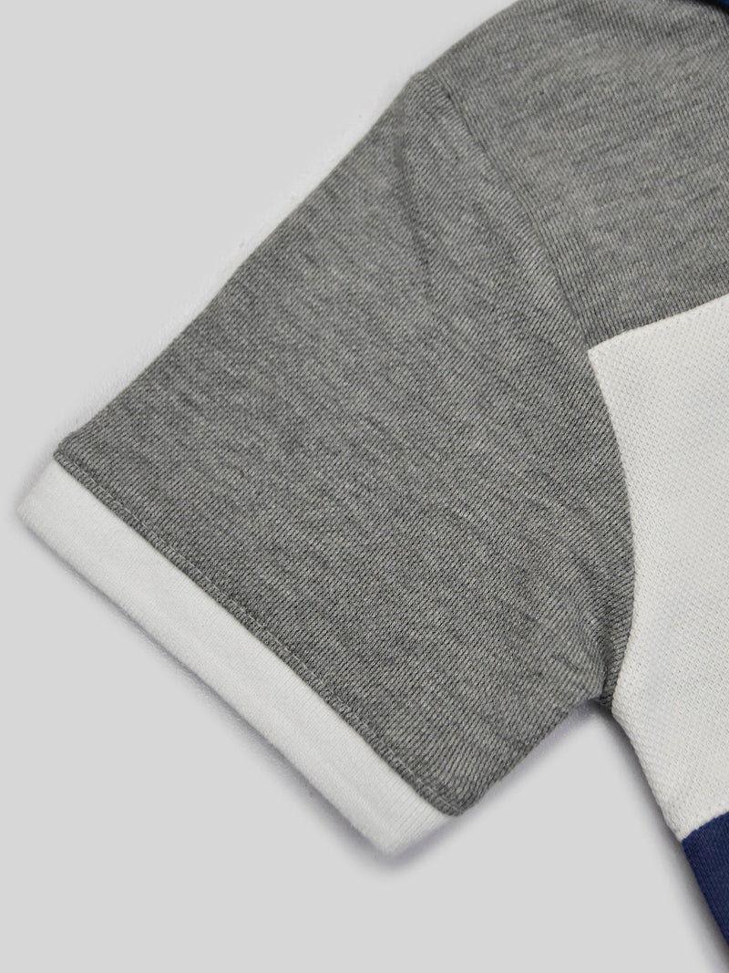 HB Summer P.Q Polo Shirt For Kids-Navy With White & Grey-RT278