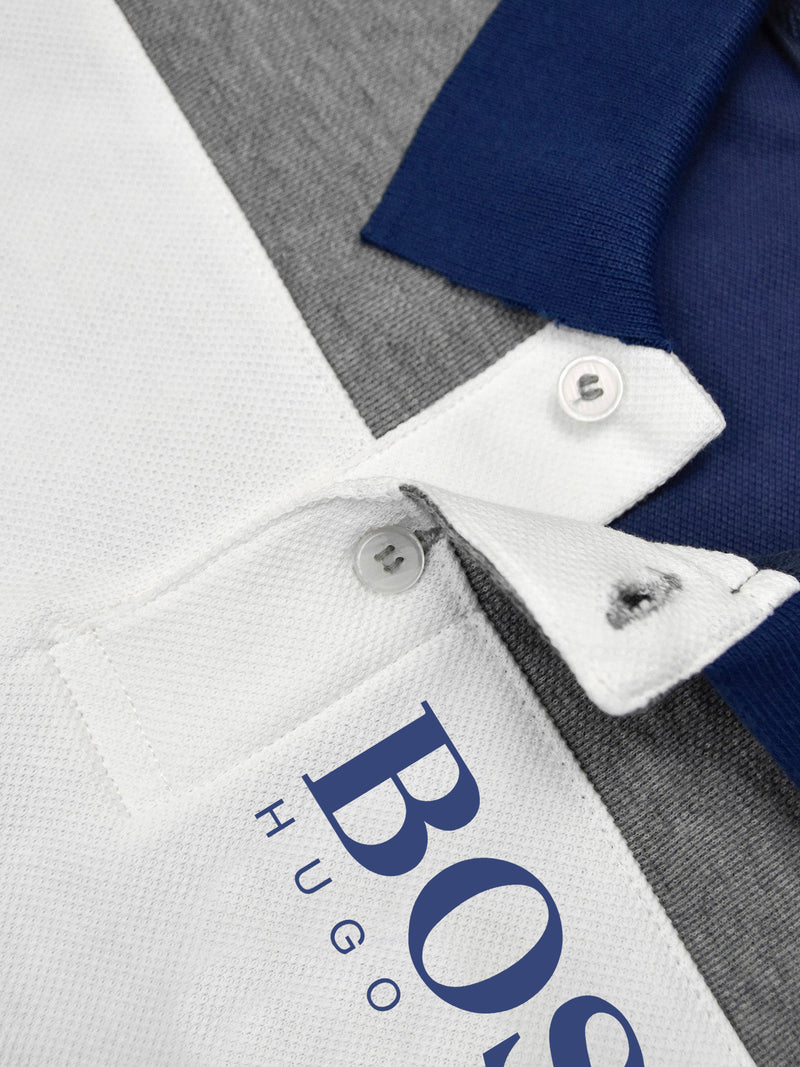 HB Summer P.Q Polo Shirt For Kids-Navy With White & Grey-RT278