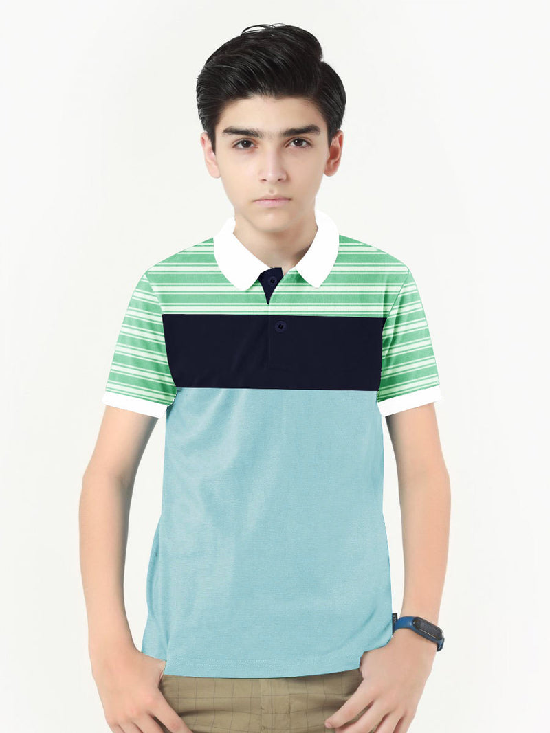 HB Summer P.Q Polo Shirt For Kids-Sky Blue With Multi Panel-RT236