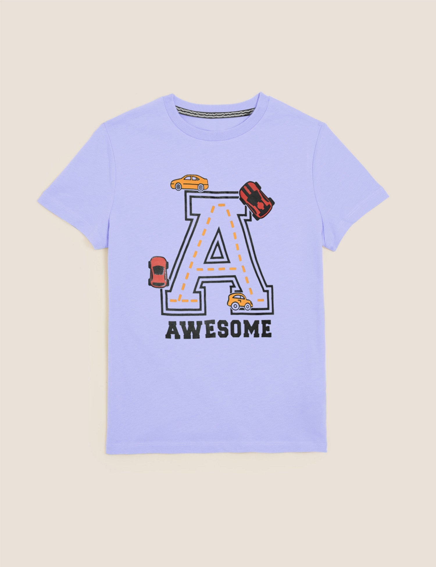 Summer Single Jersey Crew Neck Tee Shirt For Kids-Light Blue With Print-BE17029