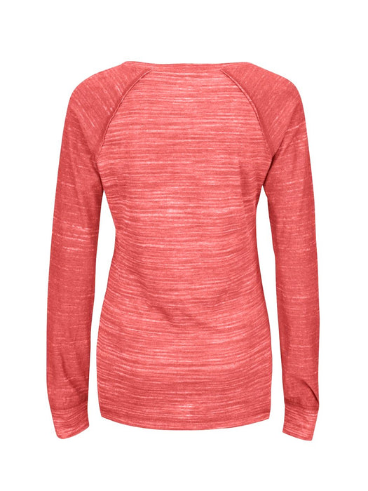 Majestic Lead Play Long Sleeve Split Neck Tee Shirt For Ladies-BE14597