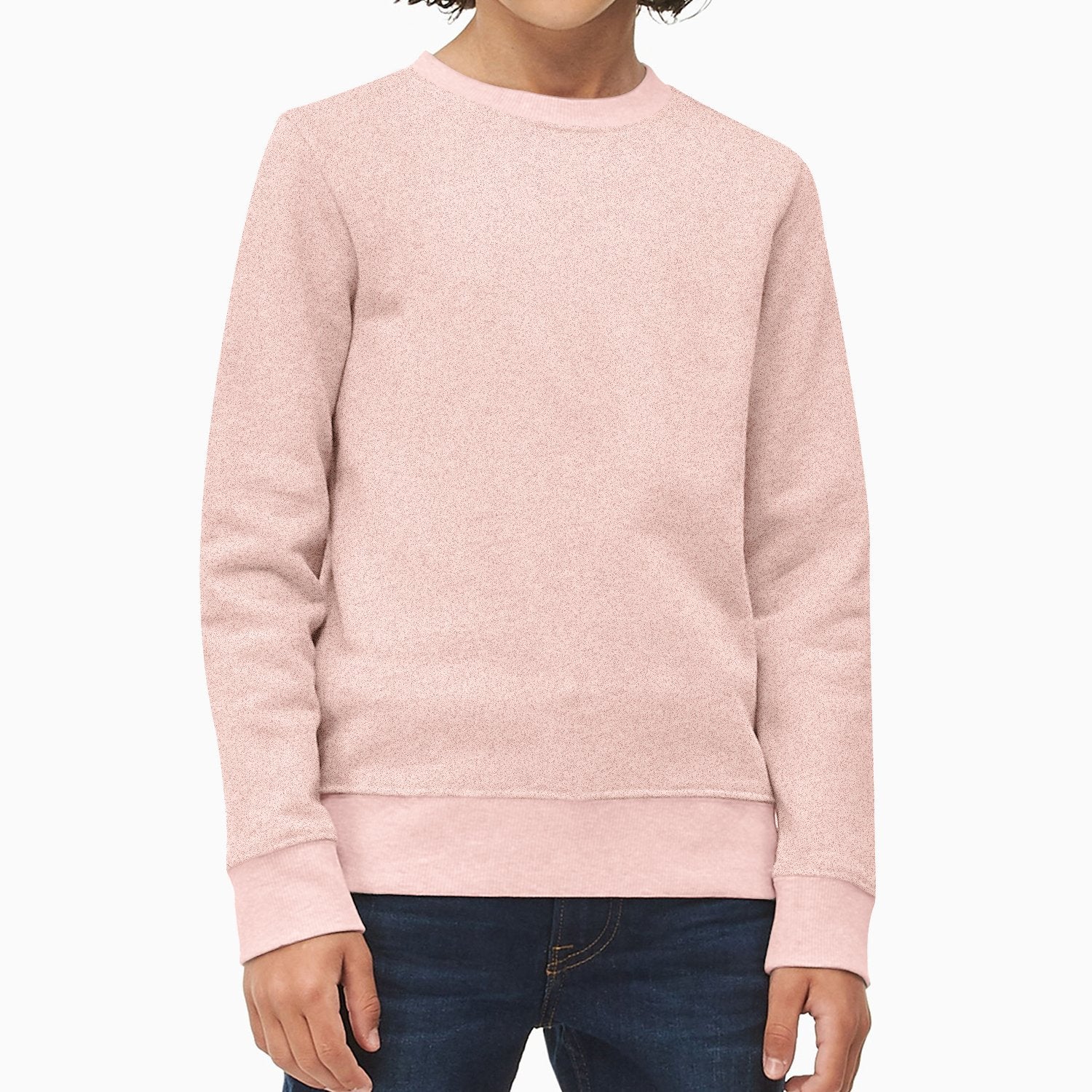 Terry Fleece Sweatshirt For Kids-Light Pink Melange-BE12797