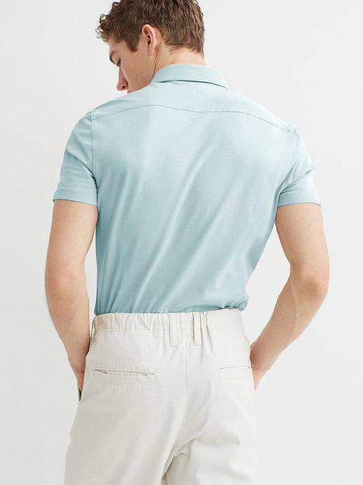 Louis Vicaci Button Down Casual Shirt For Men-Light Sea Blue-BE17075
