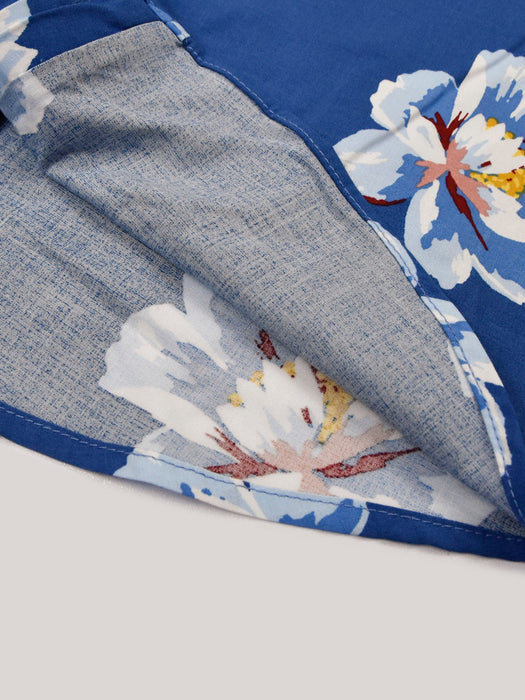 Oxen Nexoluce Premium Slim Fit Casual Shirt For Men-Blue with Floral Print-RT760