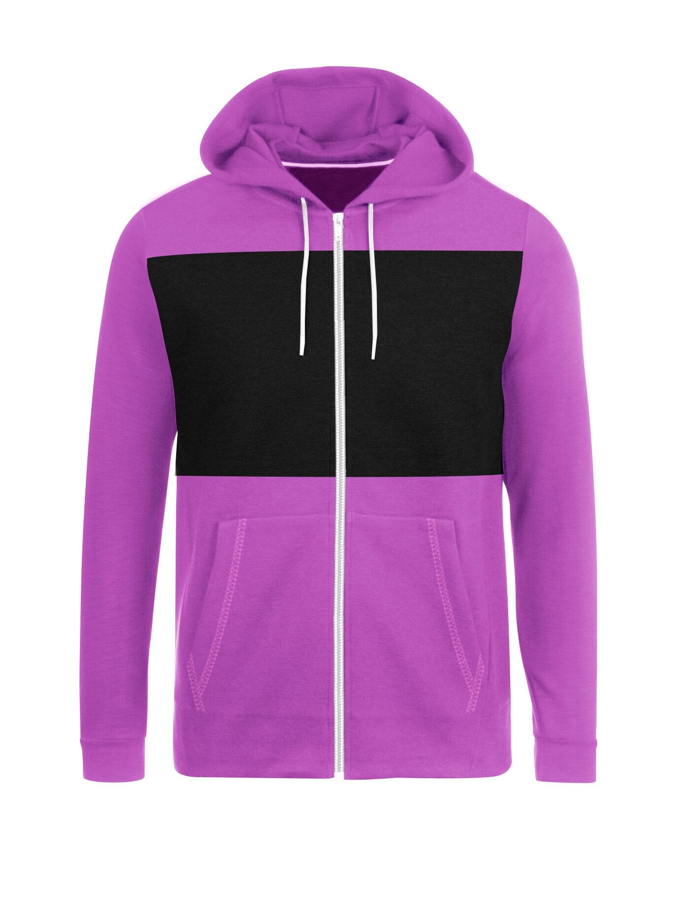 Next Fleece Zipper Hoodie For Men-Dark Magenta with Black Panel-BE15681