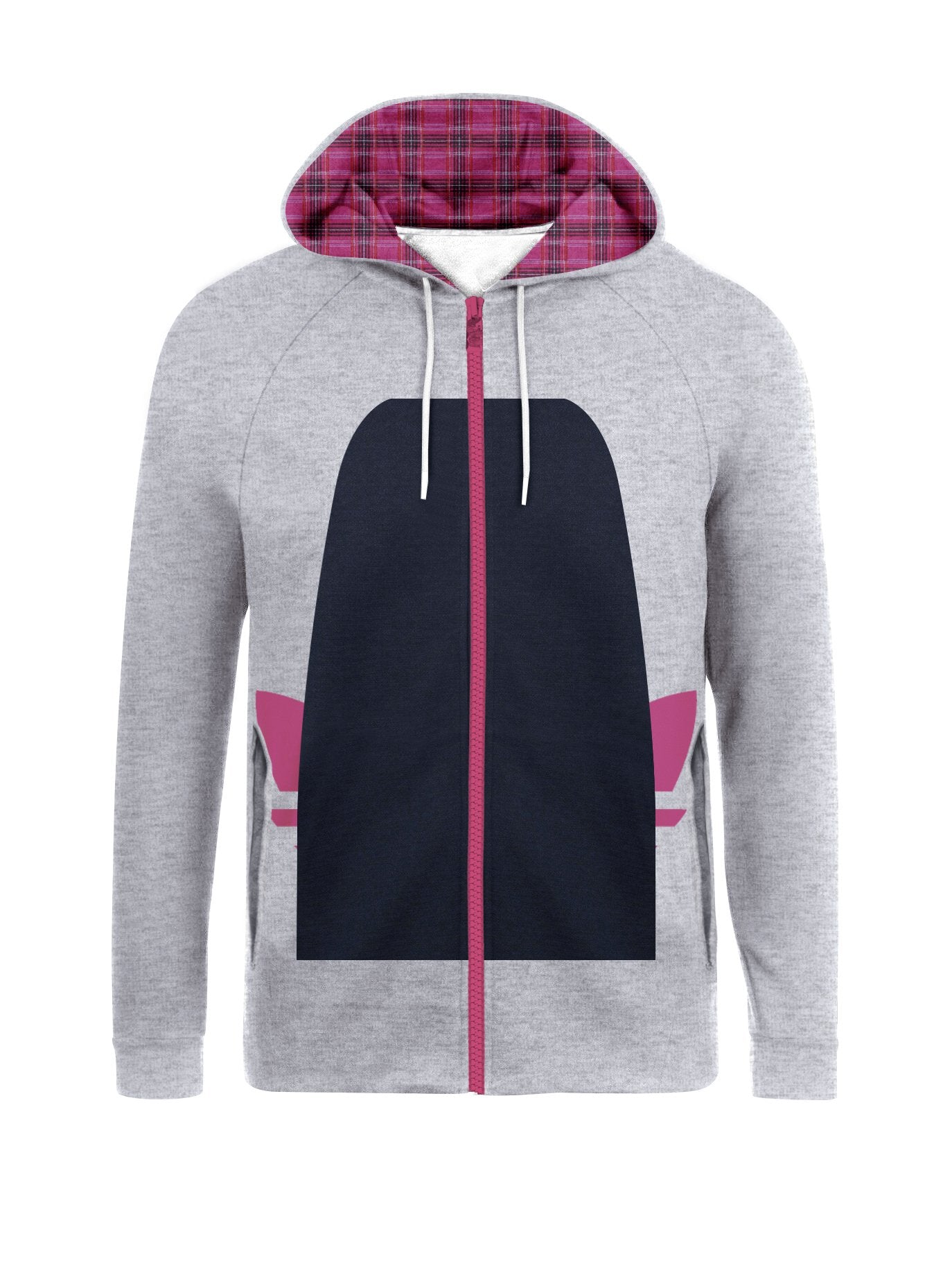 Adidas Fleece Zipper Hoodie For Men-Grey Melange with Panel-BE15611