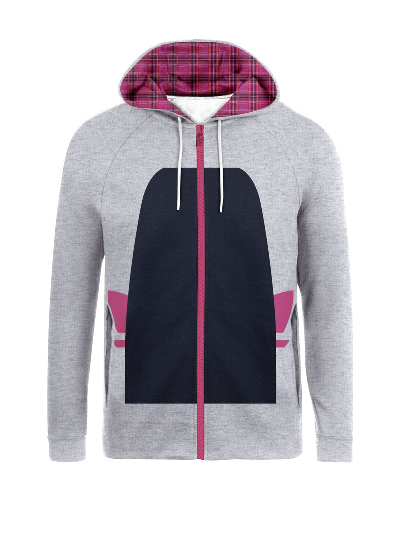 Adidas Fleece Zipper Hoodie For Men-Grey Melange with Panel-BE15611