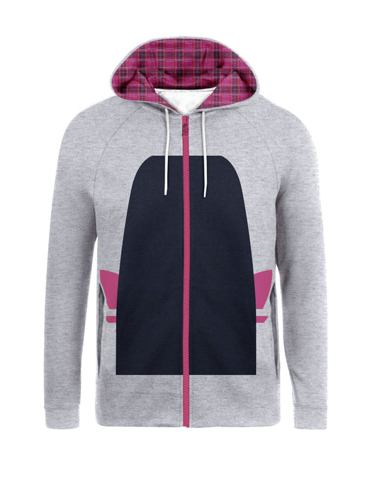 Adidas Fleece Zipper Hoodie For Men-Grey Melange with Panel-BE15611