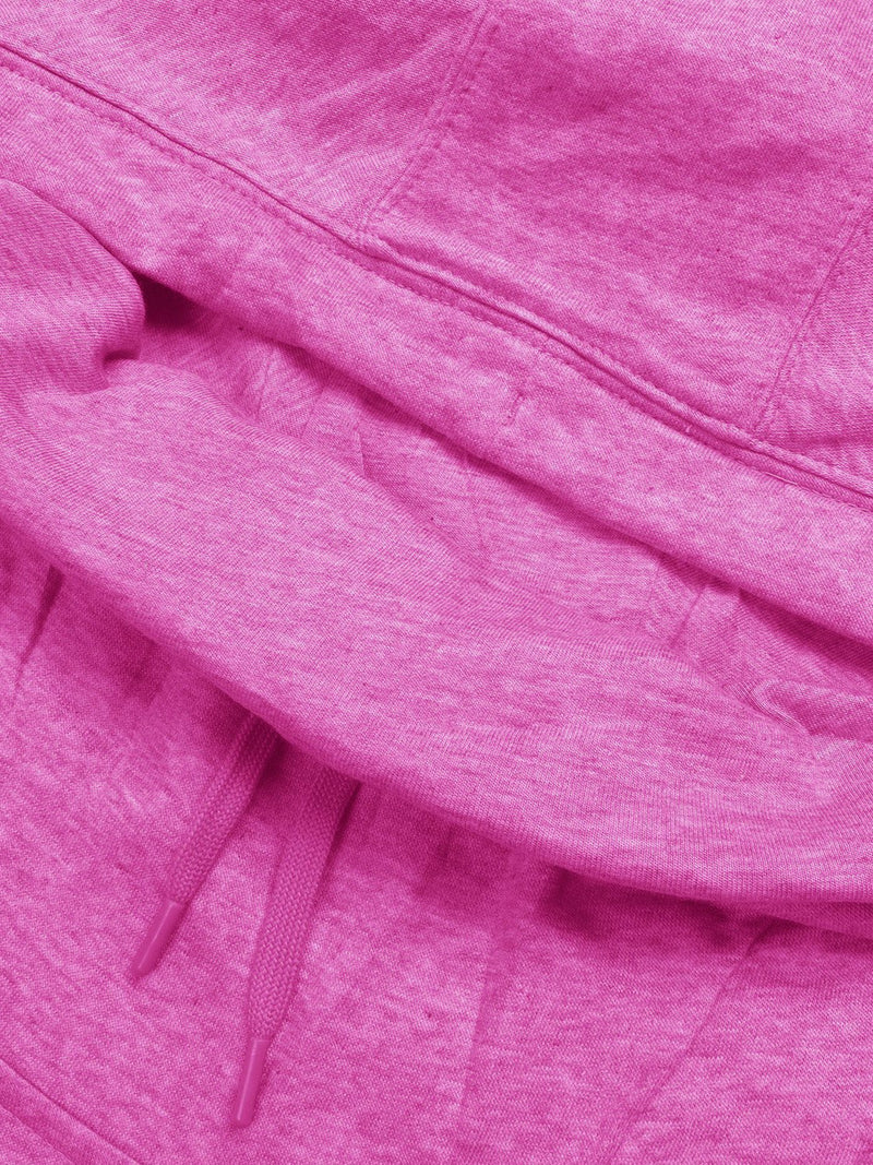 NK Fleece Funnel Neck Pullover Hoodie For Men-Dark Pink Melange with Navy Embroidery-BE15801