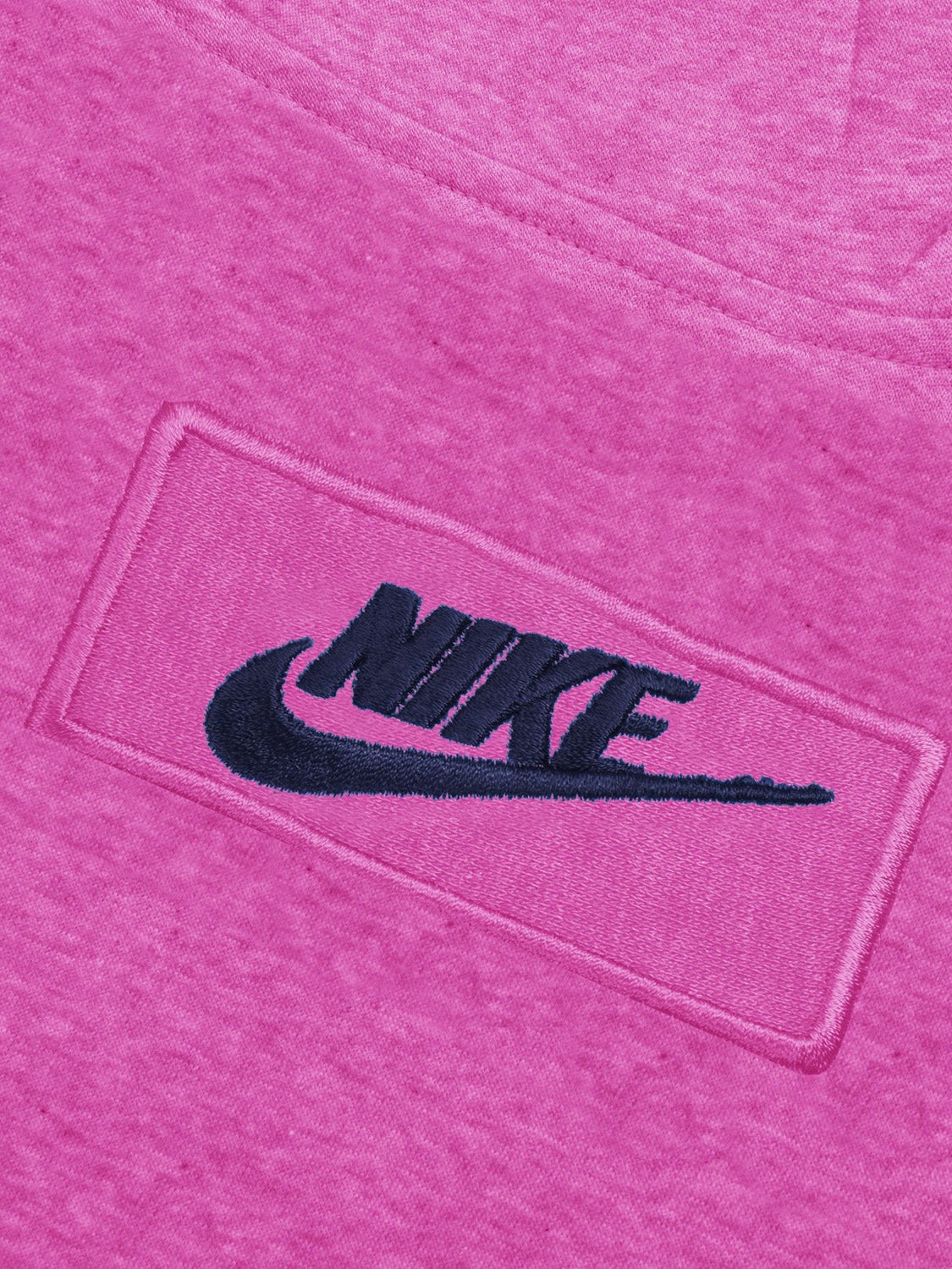 NK Fleece Funnel Neck Pullover Hoodie For Men-Dark Pink Melange with Navy Embroidery-BE15801