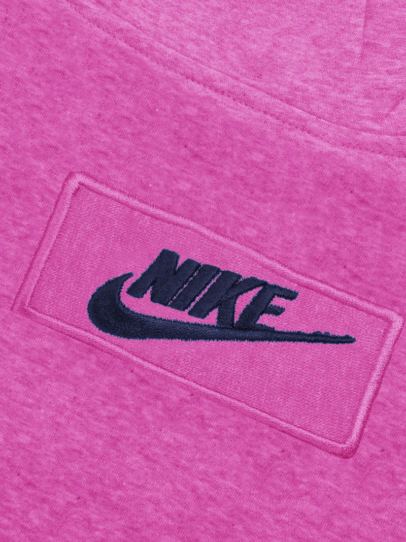 NK Fleece Funnel Neck Pullover Hoodie For Men-Dark Pink Melange with Navy Embroidery-BE15801