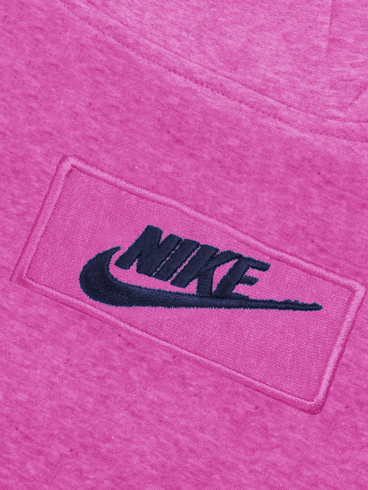 NK Fleece Funnel Neck Pullover Hoodie For Men-Dark Pink Melange with Navy Embroidery-BE15801