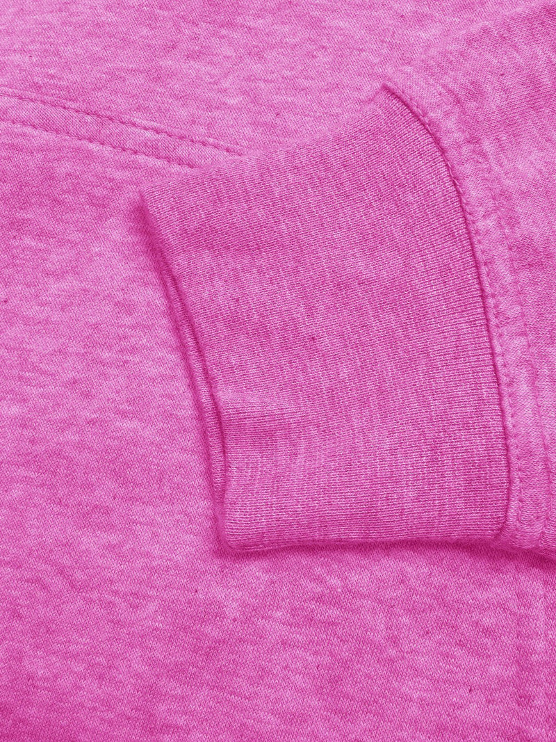 NK Fleece Funnel Neck Pullover Hoodie For Men-Dark Pink Melange with Navy Embroidery-BE15801
