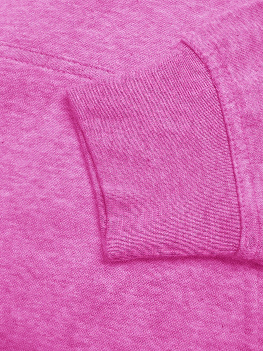 NK Fleece Funnel Neck Pullover Hoodie For Men-Dark Pink Melange with Navy Embroidery-BE15801