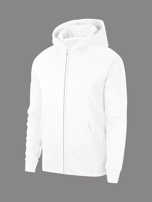 Next Fleece Zipper Hoodie For Men-White-BR14343