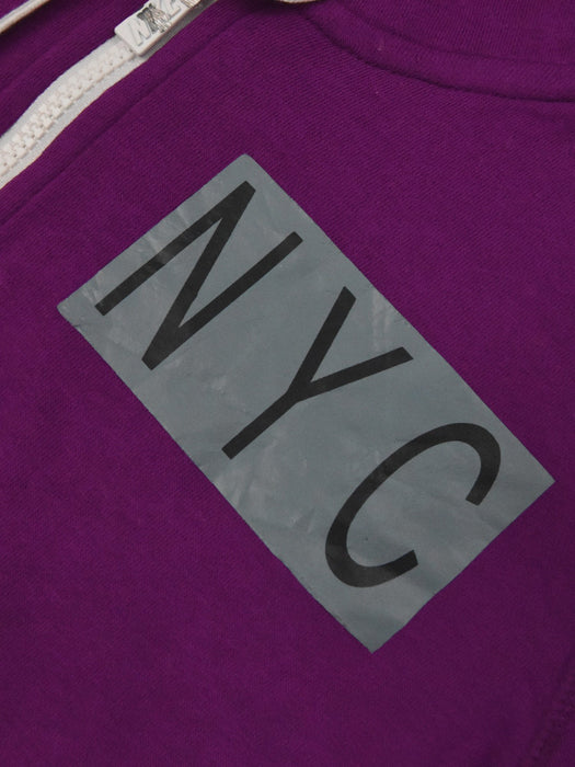 Nyc Polo Fleece Zipper Hoodie For Men-Dark Purple-BE15775