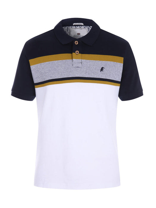 Croxley Jersey Half Sleeve Polo For Men-Navy with Stripe-RT813