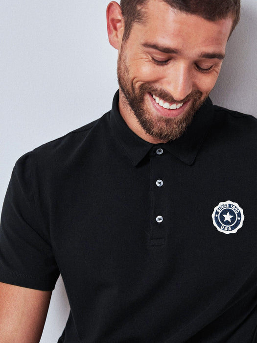 Quick Silver Single Jersey Half Sleeve Polo For Men-Black-RT809