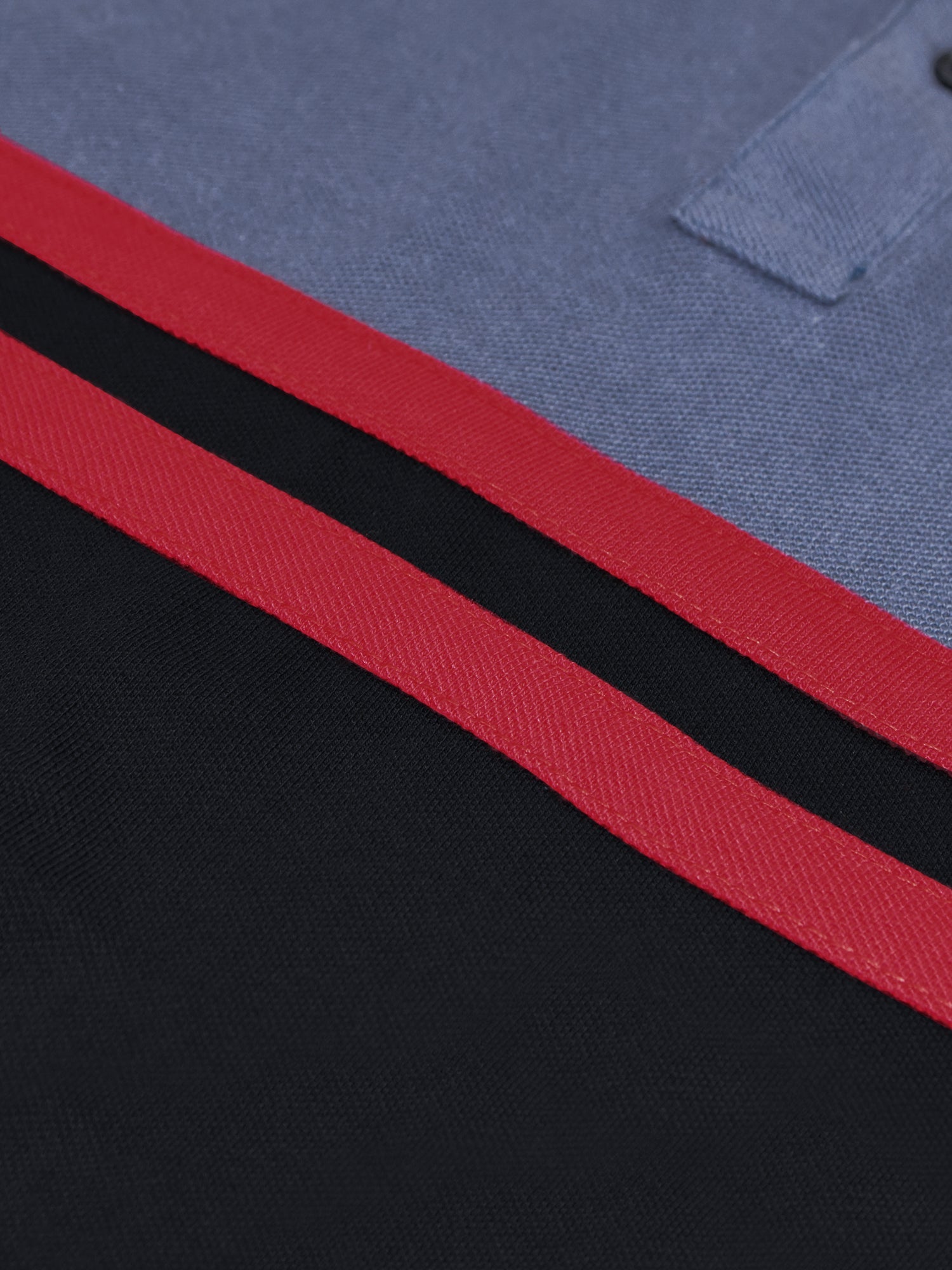 U.S.P.A Stylish Pique Summer Polo For Men-Slate Blue with Black Panel & Red Stripe-RT788